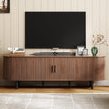 ONBRILL 70.8' TV Stand with Power Outlet for TVs up to 75 Inch, Entertainment Center with Storage and Adjustable Shelves, Modern Media Console with Sliding Doors for Living Room, Walnut