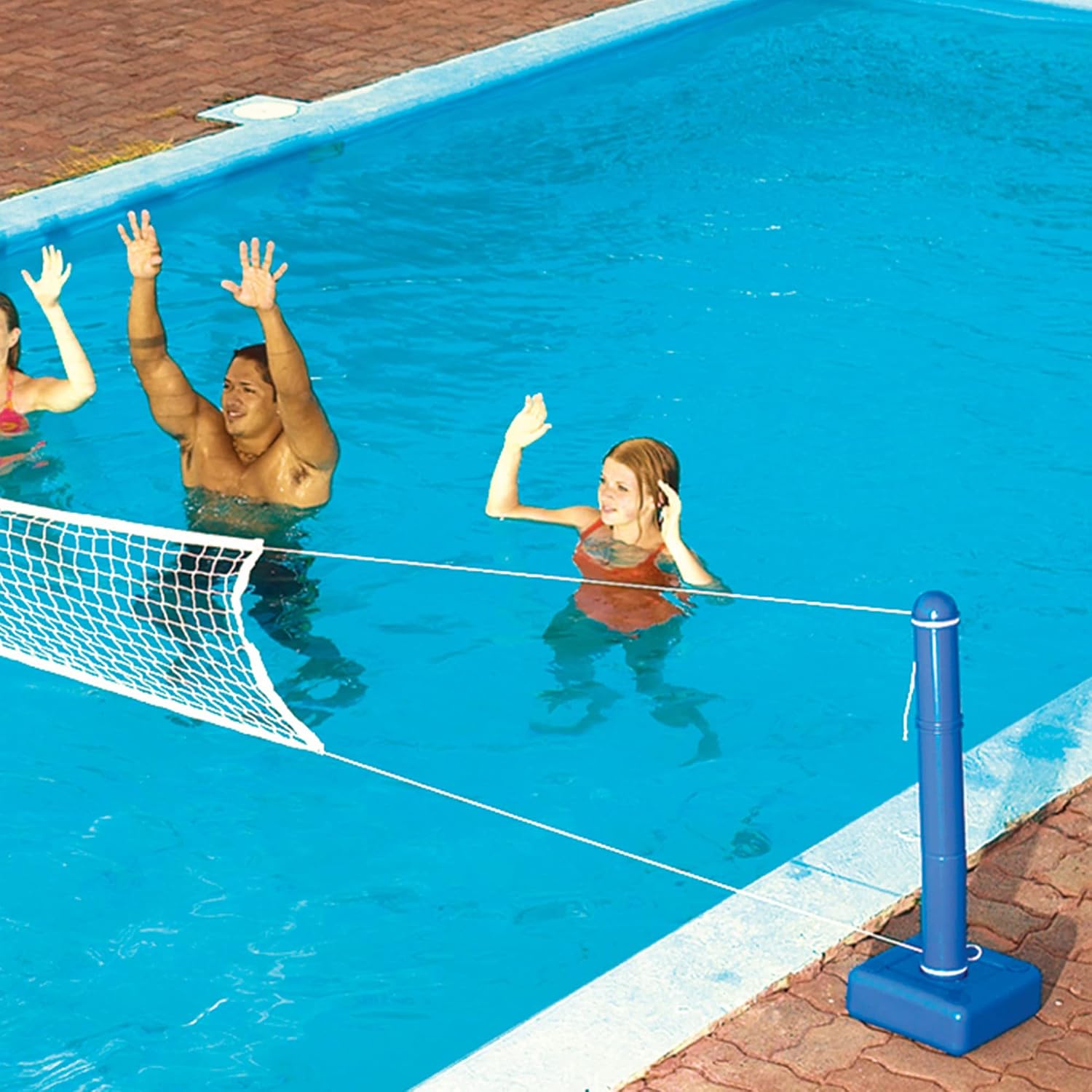 Swimline Cross In Ground Swimming Pool Outdoor Durable Nylon Toy Game Sport Volleyball Net with Ball and Weighted Supports (6 Pack)