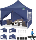COBIZI Canopy 10x10 Pop Up Canopy Tent with Sidewalls, Commercial Party Tent Ez Waterproof Outdoor Instant Gazebo UV 50+ Event Shelter, Garden Tents for Parties Camping with Sandbags,Dark Blue