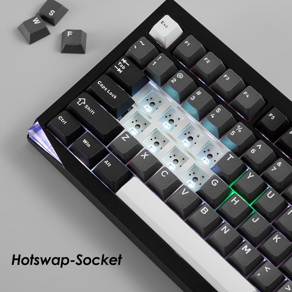 Akko Mineral 02 QMK/VIA Aluminum Mechanical Keyboard Tri-Mode RGB Hot-swappable Wireless Gaming Keyboard, Black and Silver, Pre-lubed Stellar Rose