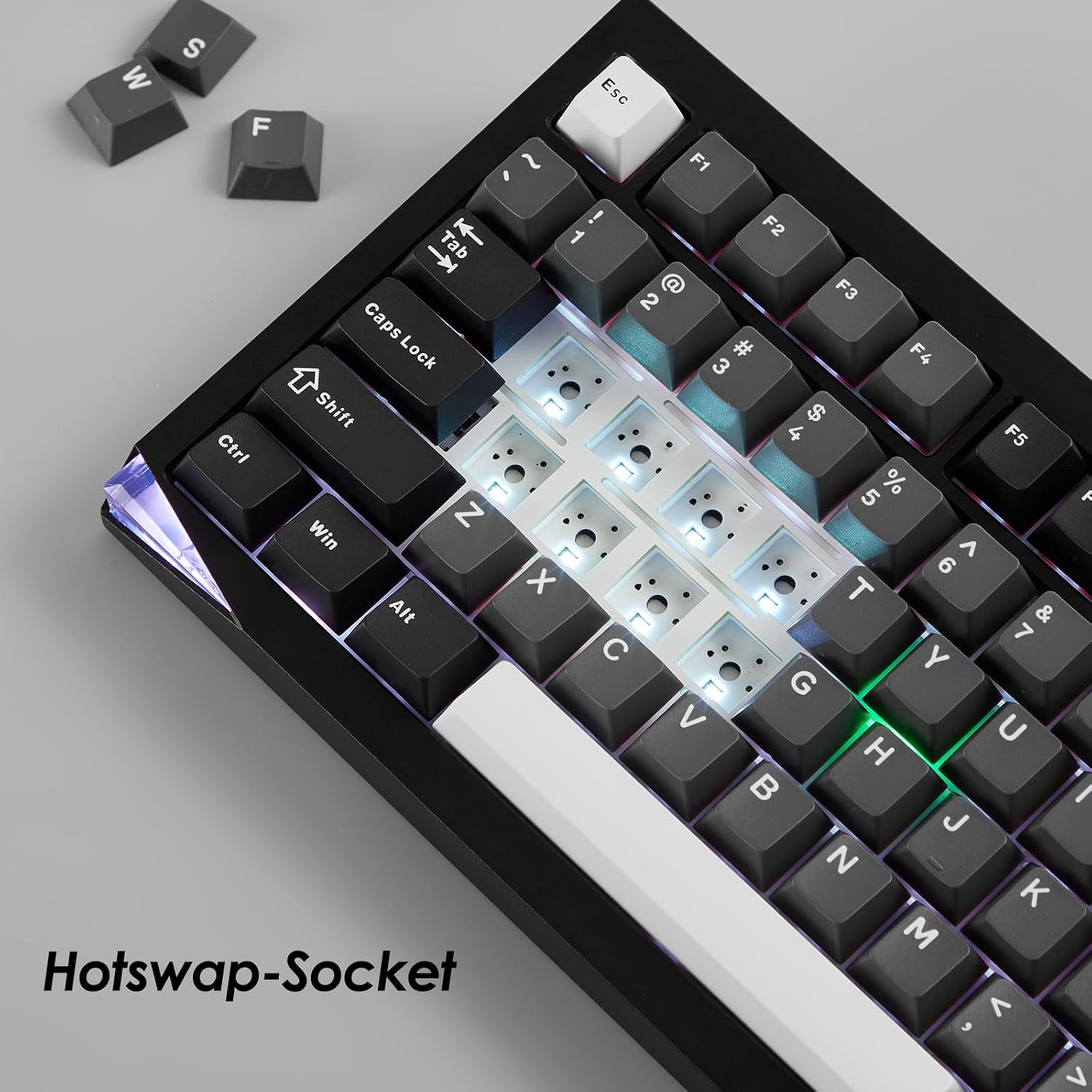 Akko Mineral 02 QMK/VIA Aluminum Mechanical Keyboard Tri-Mode RGB Hot-swappable Wireless Gaming Keyboard, Black and Silver, Pre-lubed Stellar Rose