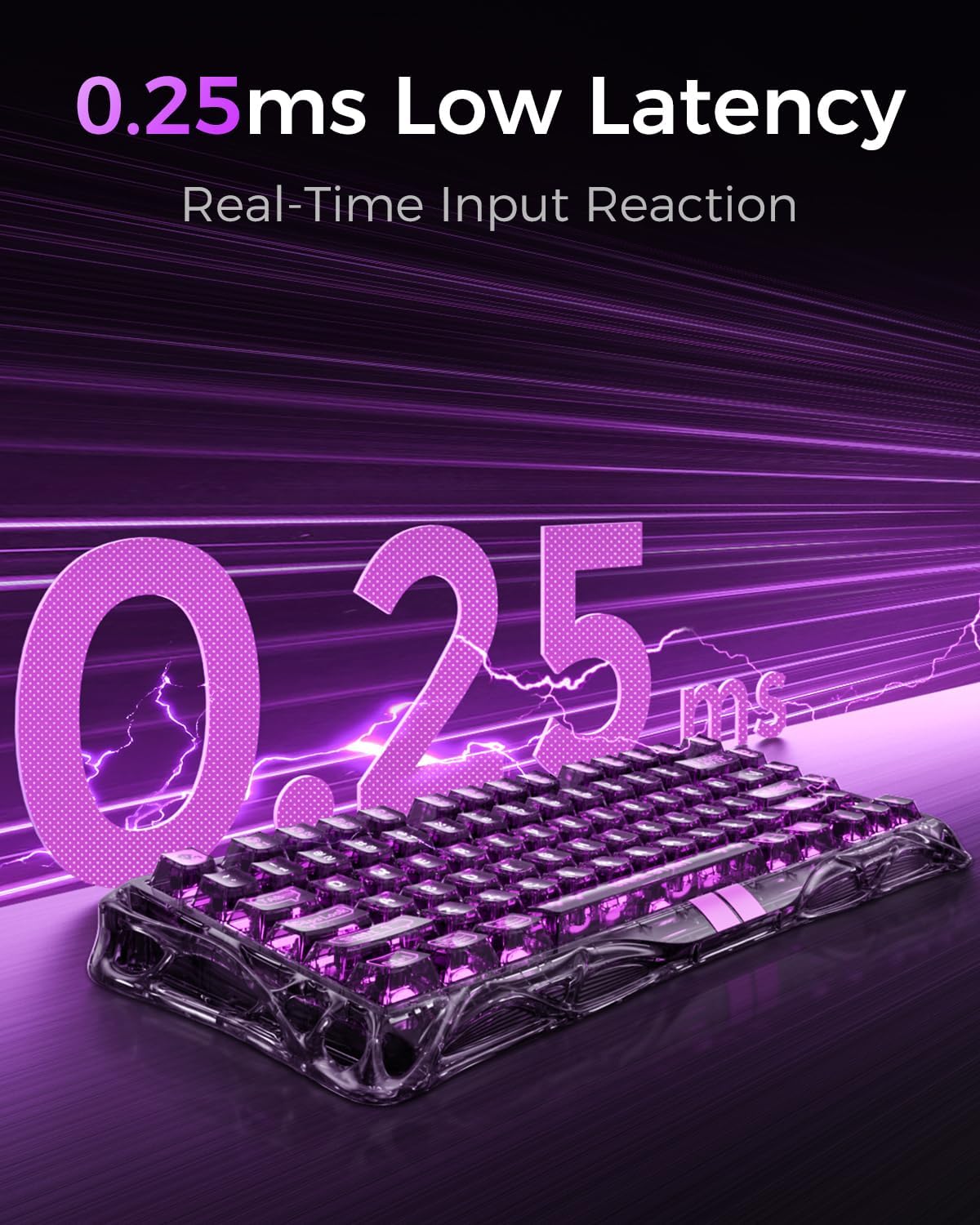 GravaStar Mercury V75 Gaming Keyboard – Hall‑Effect Magnetic‑Switch Keyboard, 8000 Hz Polling, 0.005RT, Wired USB-C, Adjustable Actuation, Semi‑Aluminum Chassis (Transparent Black, V75 lite)