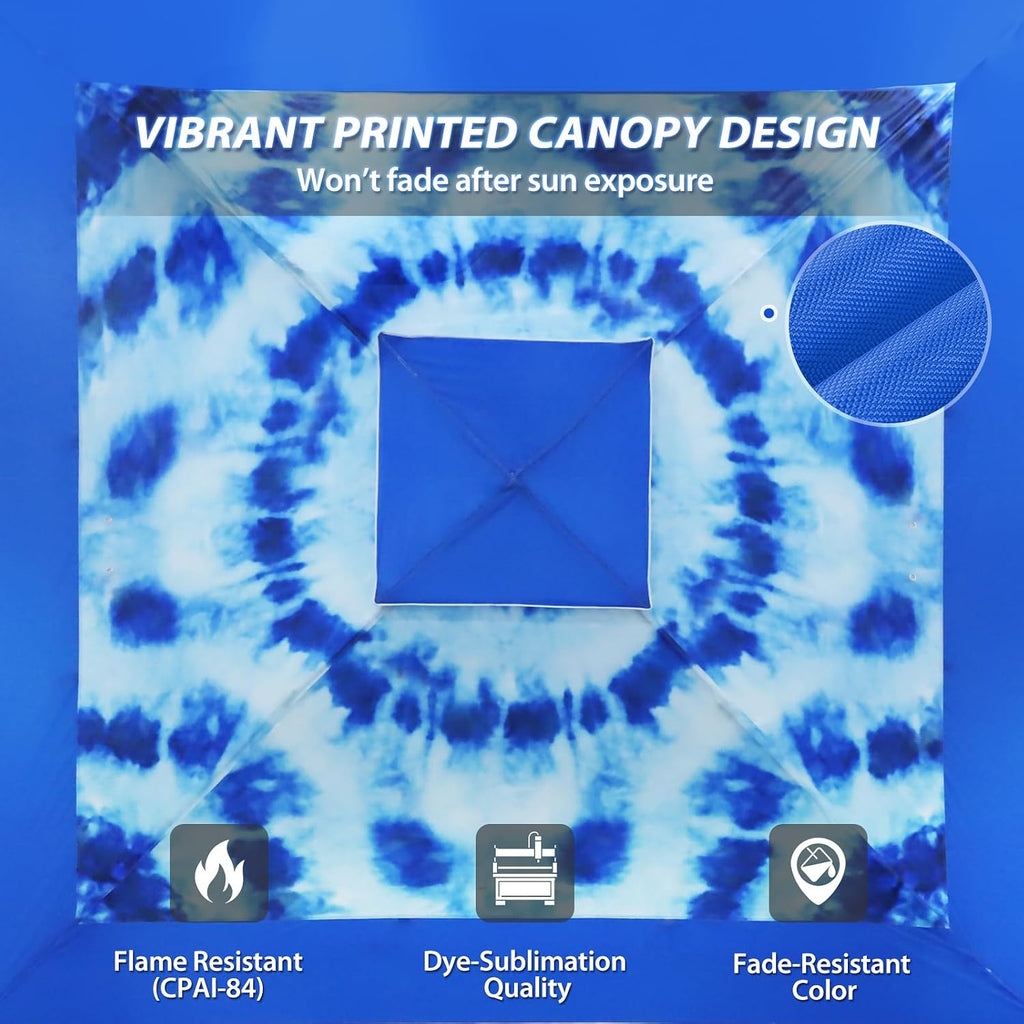 EAGLE PEAK 13x13 Straight Leg Pop Up Canopy Tent Instant Outdoor Canopy Easy Single Person Set up Folding Shelter w/Auto Extending Eaves 169 Square Feet of Shade (Tie Dye Blue)