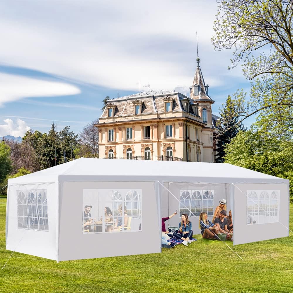 Outdoor Gazebo Canopy Wedding Party Tent Camping Shelter Commercial Instant Shelter Waterproof Tent with Removable Side Walls (Upgrade 10'x30' Seven Sides)