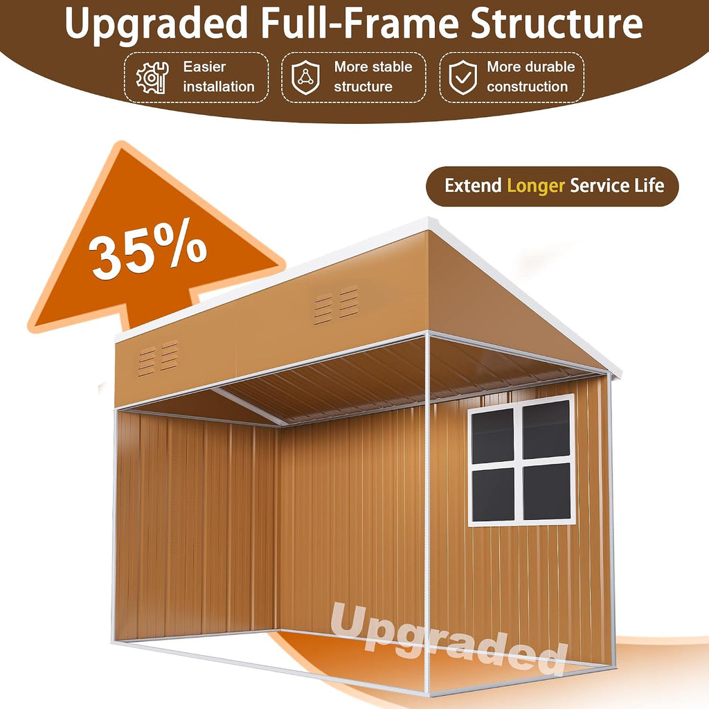 Leavader 8x4 FT Metal Storage Shed, Heavy-Duty Outdoor Matel Tool Shed with Windows, Lockable Door&Ventilation - Weatherproof Outdoor Garden Shed for Backyard, Lawn, Tool Organization