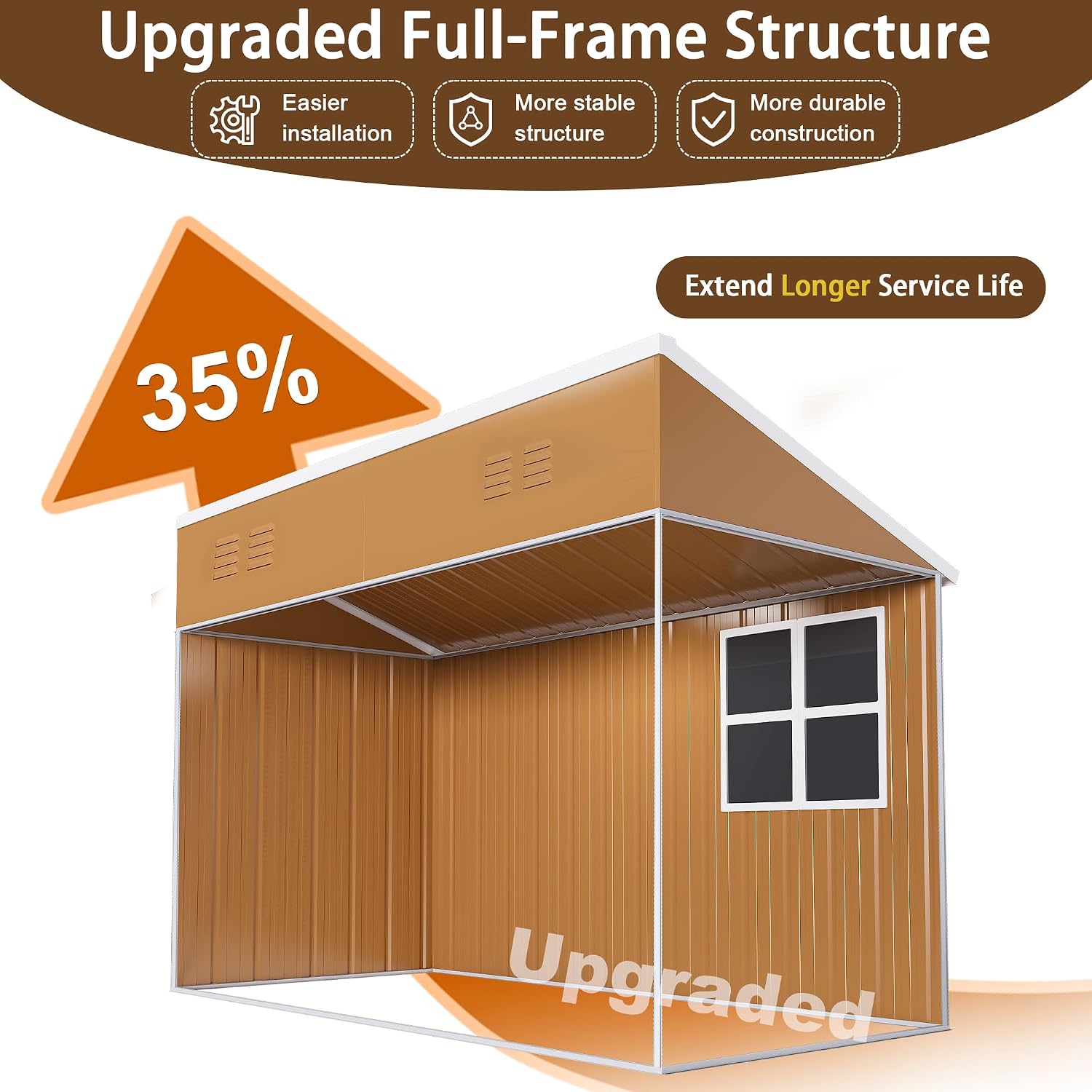 Leavader 8x4 FT Metal Storage Shed, Heavy-Duty Outdoor Matel Tool Shed with Windows, Lockable Door&Ventilation - Weatherproof Outdoor Garden Shed for Backyard, Lawn, Tool Organization