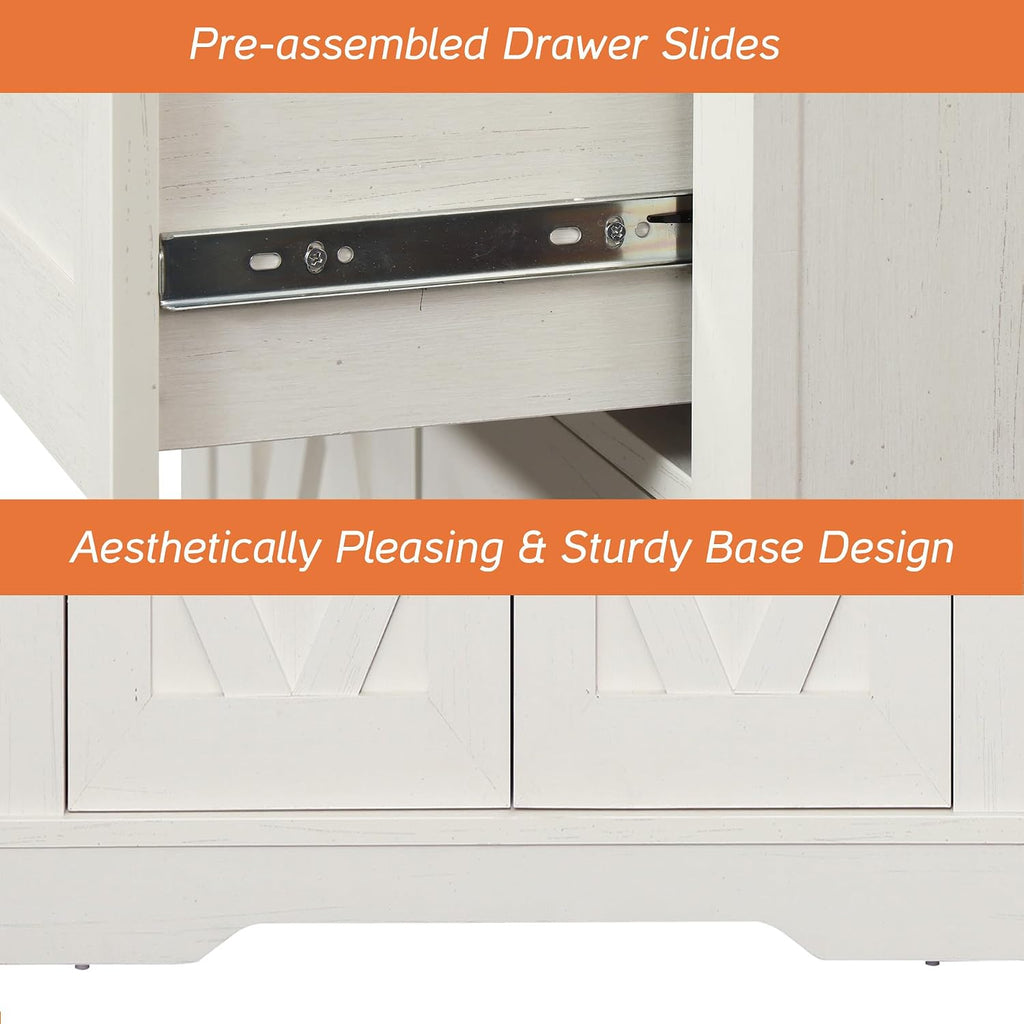 WAMPAT 82.7' W TV Stand for up to 95' TVs,Farmhouse Entertainment Center with Storage Barn Door Cabinet,TV Console Table with Media Cabinet and Drawers for Living Room,Bedroom,Cream White