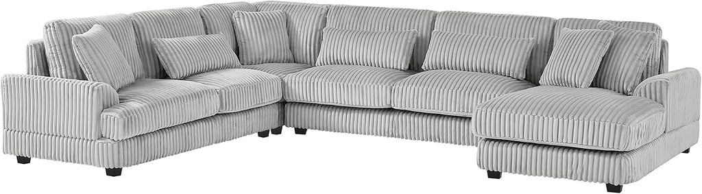 Oversized U-Shaped Sectional Sofa Modern Living Room Couch Upholstered in Soft Corduroy with a Chaise Lounge