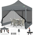COBIZI 10x10 Canopy Tent with 4 Sidewalls,Heavy Duty Pop up Canopy with Mosquito Netting,Easy up Screen Tent for Parties Wedding Outdoor Camping with Handbag,Gray