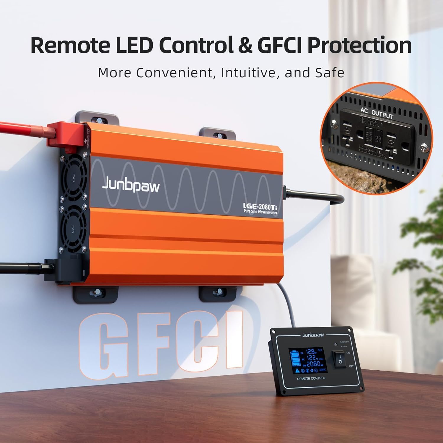 2080w Pure Sine Wave Inverter 12V to 110V Ultra Quiet, Game-Changing Design | 12V to 110 Converter for Home, RV, Camping, Off-Grid & Outdoor Adventures丨DC to AC (LGE-12V-2080Ti)