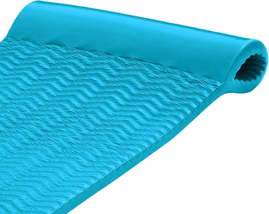 TRC Recreation Serenity 1.5' Thick Vinyl Coated Foam Swimming Pool Float Mat Adult Lounger with Built-in Roll Pillow