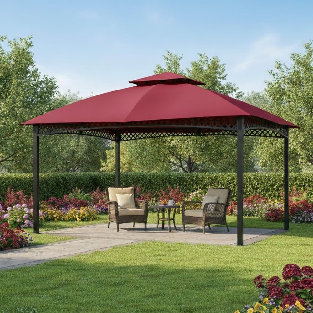 Garden Winds Reinforced RipLock 350 Replacement Canopy Top Cover Compatible with Windsor Dome 10' x 12' Gazebo Models L-GZ717PST-C, A111001701 - Cinnabar