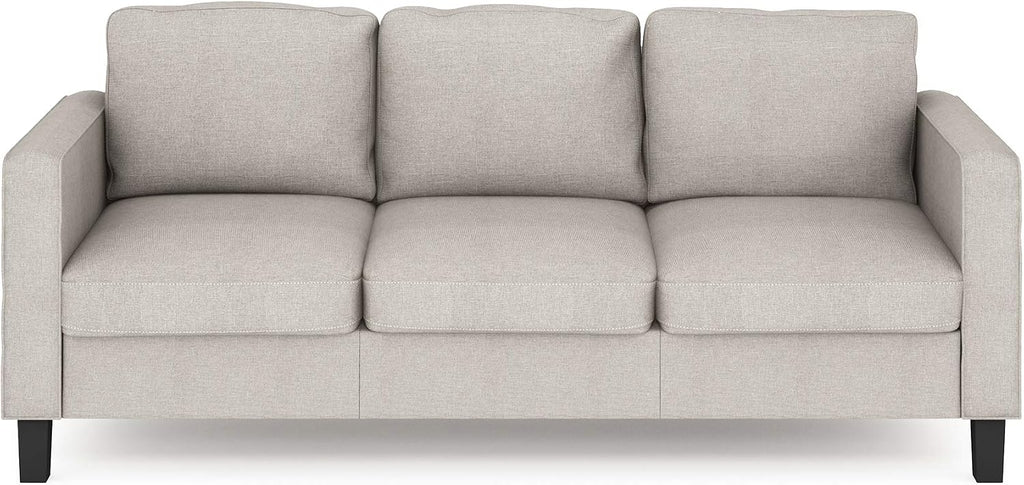 Furinno Bayonne Modern Upholstered 3-Seater Sofa Couch for Living Room, Fog