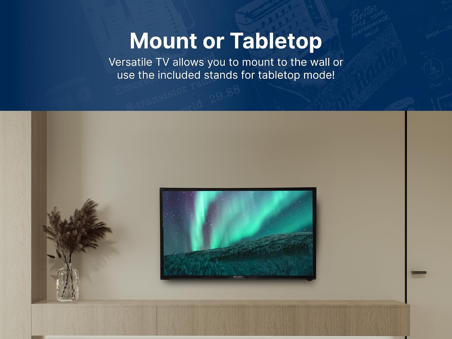 Emerson ESTD-2400 24' Class HD Smart TV with Built-in DVD Player | 720p LED Display, Wi-Fi Streaming, HDMI, USB & RCA Inputs | Space-Saving Design, Wall Mountable, Includes Remote Control