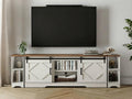 WAMPAT Modern Farmhouse 3 in 1 TV Stand for up to 95' TVs,Wood Media TV Console Table with Storage Cabinets and Sliding Barn Doors,Entertainment Center for Living Room Bedroom,Antique White