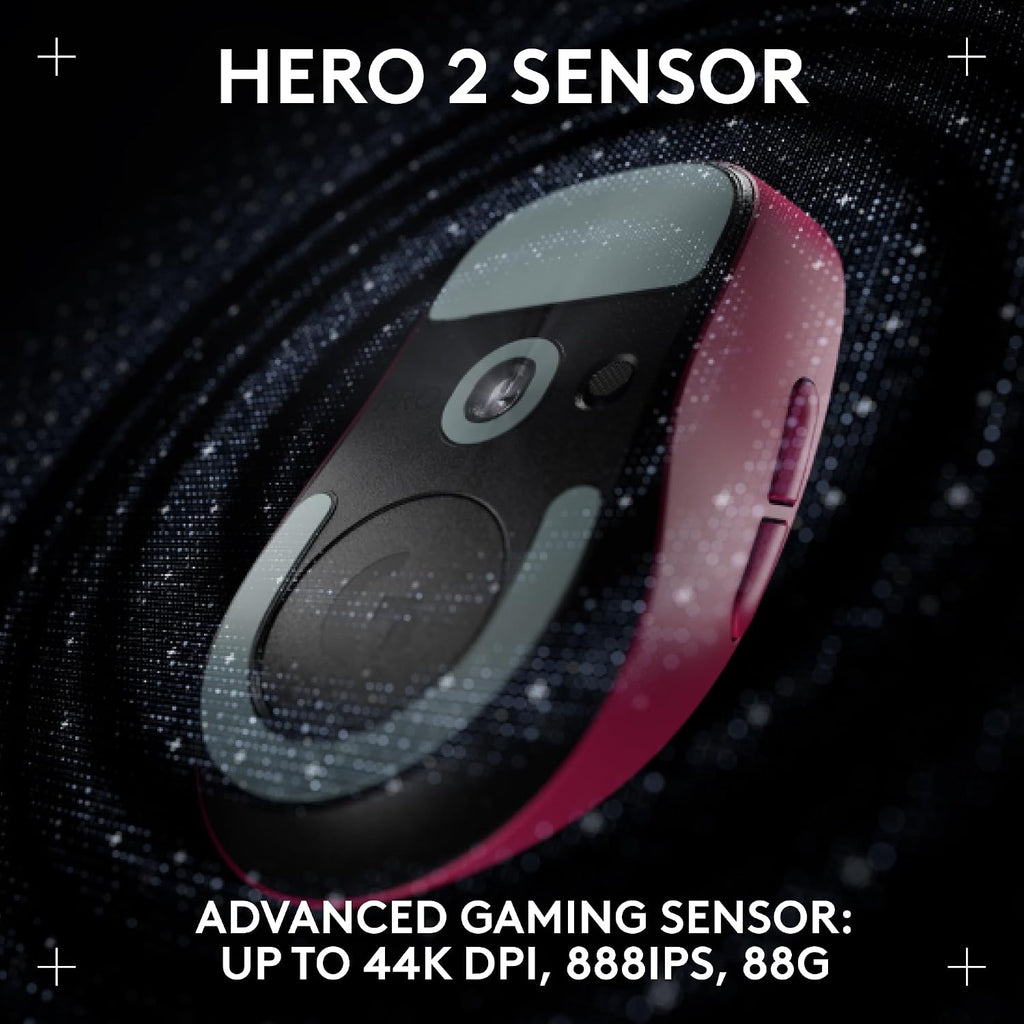 Logitech PRO X Superlight 2 DEX Wireless Gaming Mouse, Pink | Lightweight, Hero 2 Sensor, 44k DPI, 5 Programmable Buttons, Lightspeed Wireless, Right Hand, PC/Mac | Signature Series Charging Dock