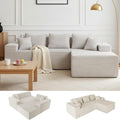 Claiks 104' Boneless Couch, Cloud Couch Sectional, L-Shape Corduroy Modular Sectional Sofa Deep Seat, Upholstered Couches for Living Room, No Assembly Required, Beige, Right Facing Chaise