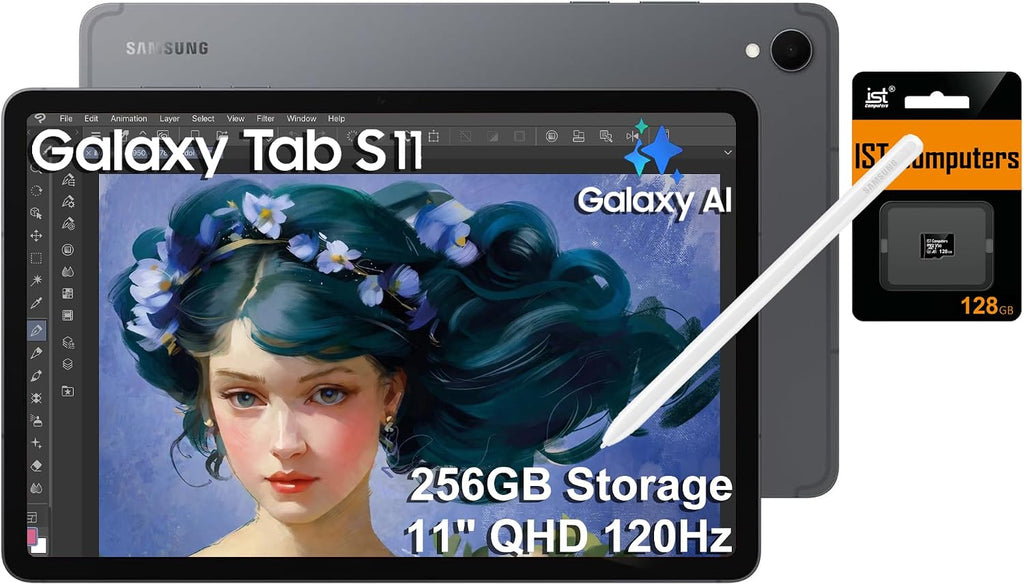 Samsung Galaxy Tab S11 AI Tablet, 11' 120Hz AMOLED 2X, 256GB Storage (128GB+128GB SD Card), 12GB RAM, S Pen, 2K+ Touchscreen, Lightweight, Slim Tablet,18-Hr Battery Life, 13MP+12MP Camera, SM-X730