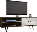 Manhattan Comfort Liberty Mid Century Modern TV Stand for Televisions up to 60 Inches, Bedroom and Living Room Entertainment Center with Storage, Shelves, and Cabinet, 63' Wide, Rustic Brown/White