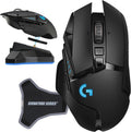 Logitech G502 Lightspeed Wireless Gaming Mouse | Hero Sensor, 25,600 DPI, 11 Programmable Buttons, Tunable Weights, Onboard Memory, PC/Mac | with Signature Series Charging Dock