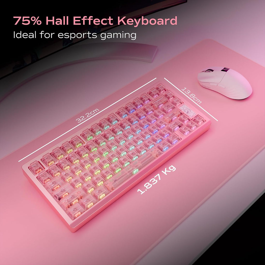 Mechanical Keyboard, Chilkey Slice75 HE Gaming Keyboard Wired, 75% Hall Effect Magnetic Aluminum Keyboard with WS Flux HE Clacky Switch, Rapid Trigger, 8K Polling, Per-Key RGB Custom, PC/Mac Support