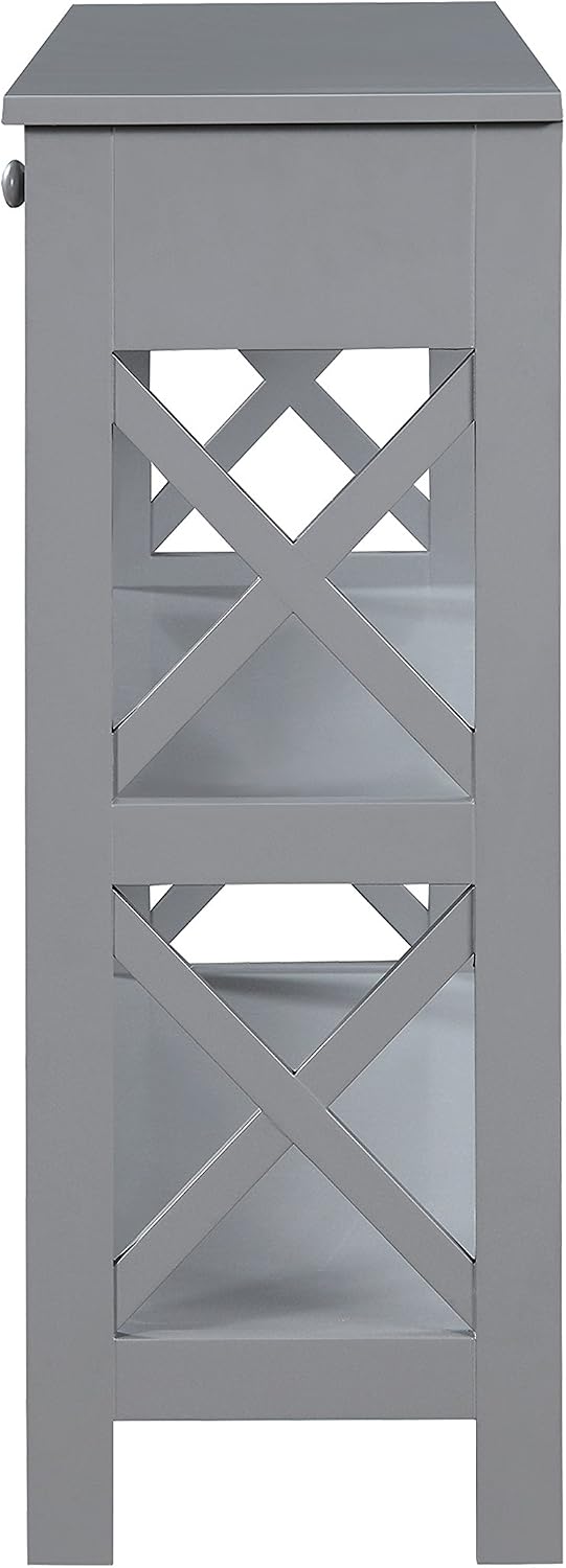 Convenience Concepts Oxford 1-Drawer Console Table 39.5' - Farmhouse Sofa Display with Storage Shelf For Living, Family, & Dining Room, Modern Entryway Hall Table for Kitchen, Bedroom, Gray