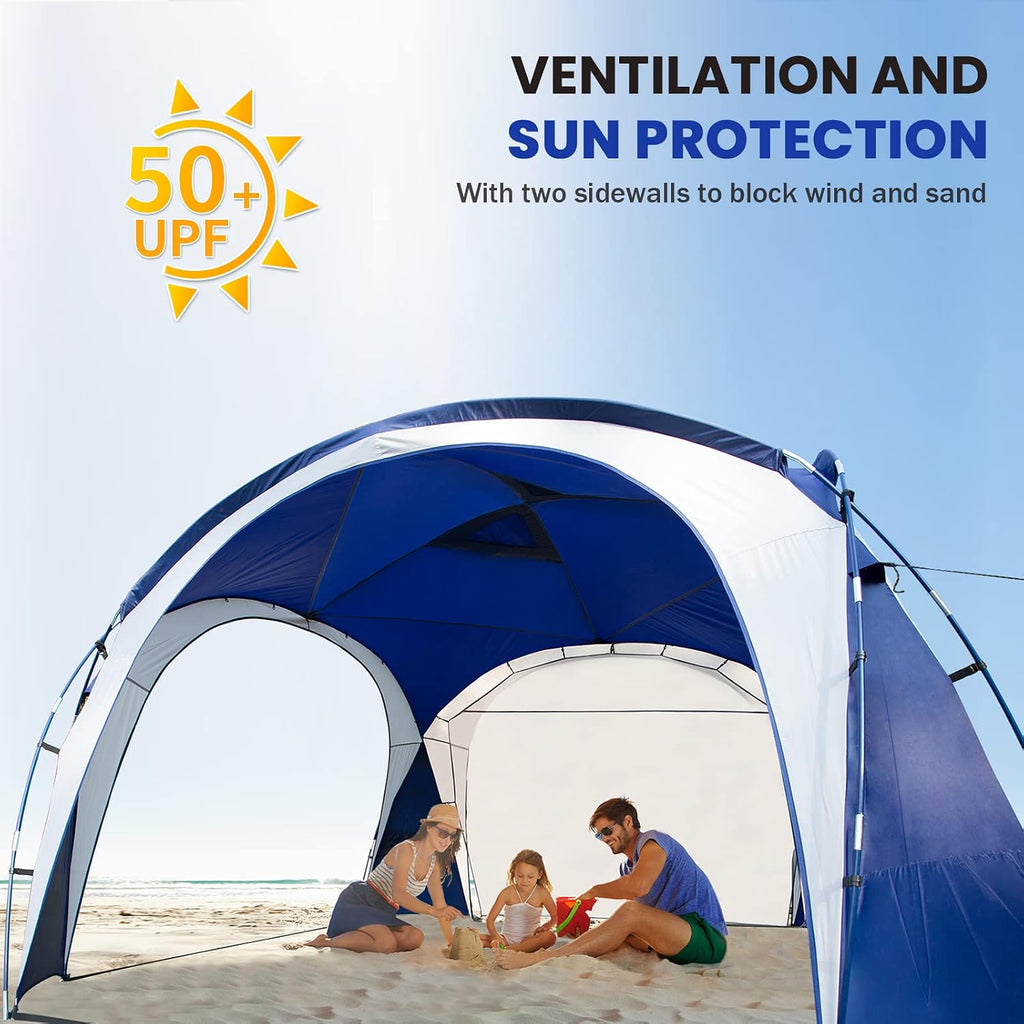 UNICAMPER Beach Tent 12 X 12ft Large UPF50+ Pop Up Canopy with 2-Pcs Side Wall
