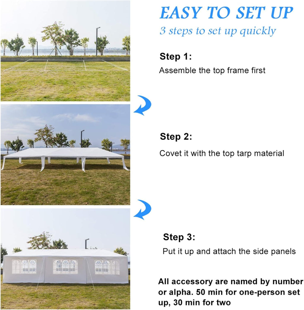 Outdoor Gazebo Canopy Wedding Party Tent Camping Shelter Commercial Instant Shelter Waterproof Tent with Removable Side Walls (Upgrade 10'x30' Seven Sides)
