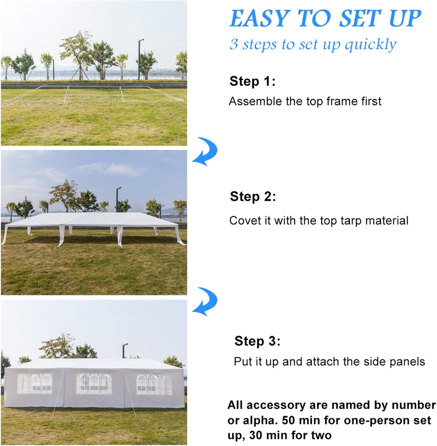 Outdoor Gazebo Canopy Wedding Party Tent Camping Shelter Commercial Instant Shelter Waterproof Tent with Removable Side Walls (Upgrade 10'x30' Seven Sides)