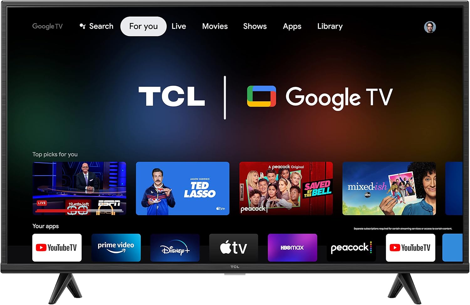 TCL 43' Class 4-Series 4K UHD HDR Smart Google TV – 43S446, 2022 Model