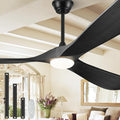 52' Outdoor Ceiling Fans with Lights and Remote Control, Wood Ceiling Fan with Lights High CFM Quiet 3 Blade Wood Walnut Fan, Propeller Ceiling Fan for Outdoor/Indoor/Patio,Matte Black