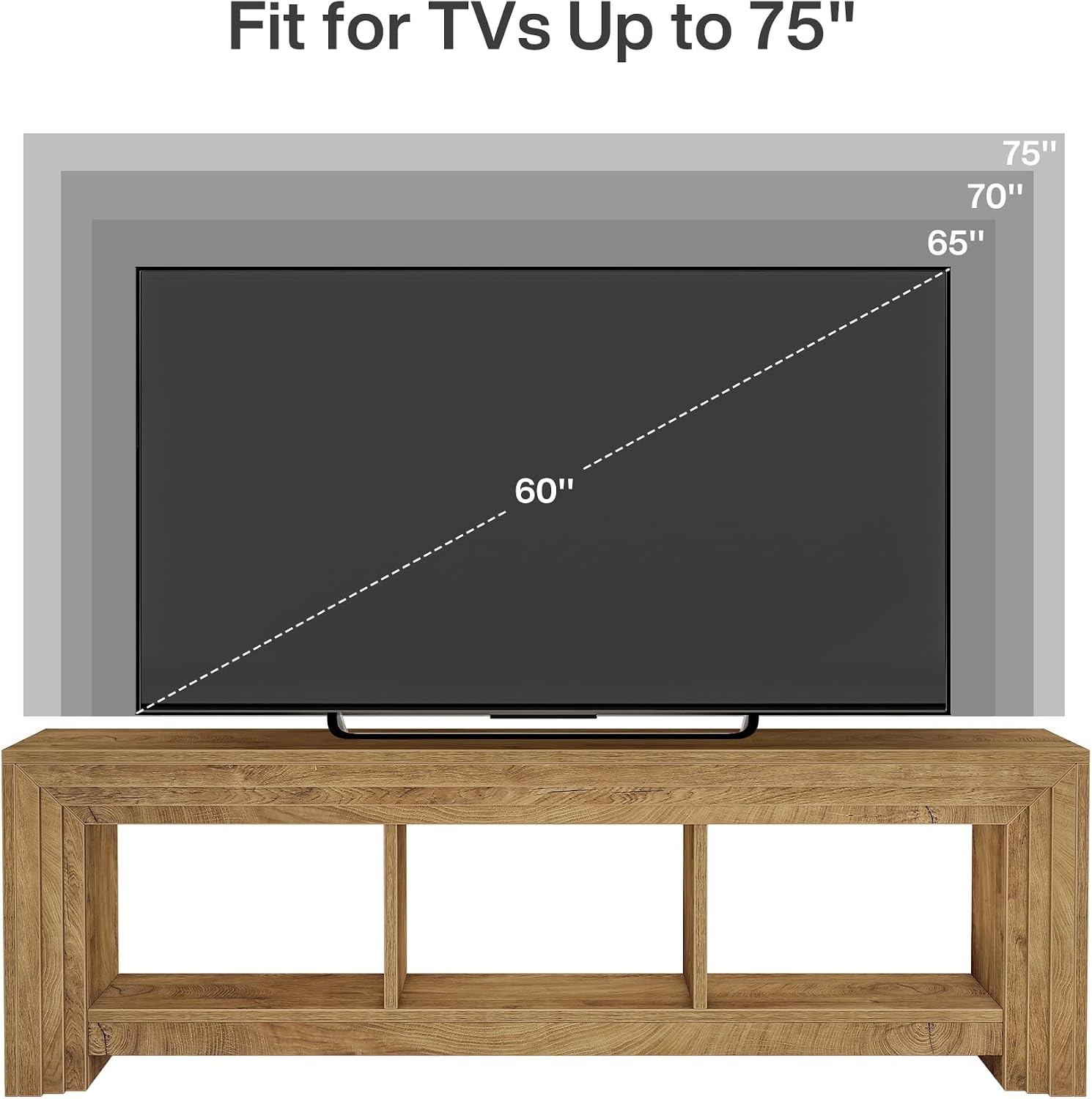 Tribesigns 63' TV Stand for TVs Up to 75 Inches, Farmhouse Entertainment Center with Open Storage, Media Console for Living Room, Oak