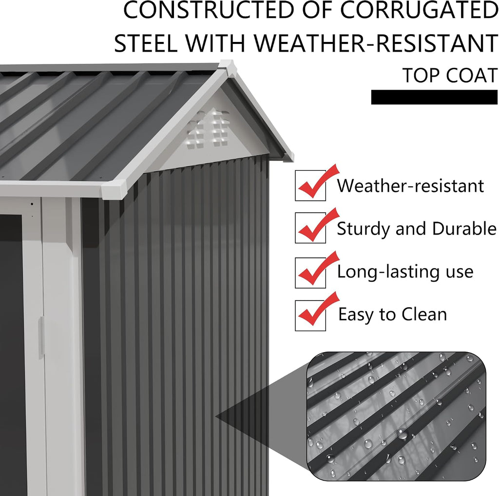 10x7FT Steel Outdoor Storage with 1 Window Galvanized Tool Shed Garden for Bike Waterproof Shed,Bike Metal Storage Shed for Backyard, Patio