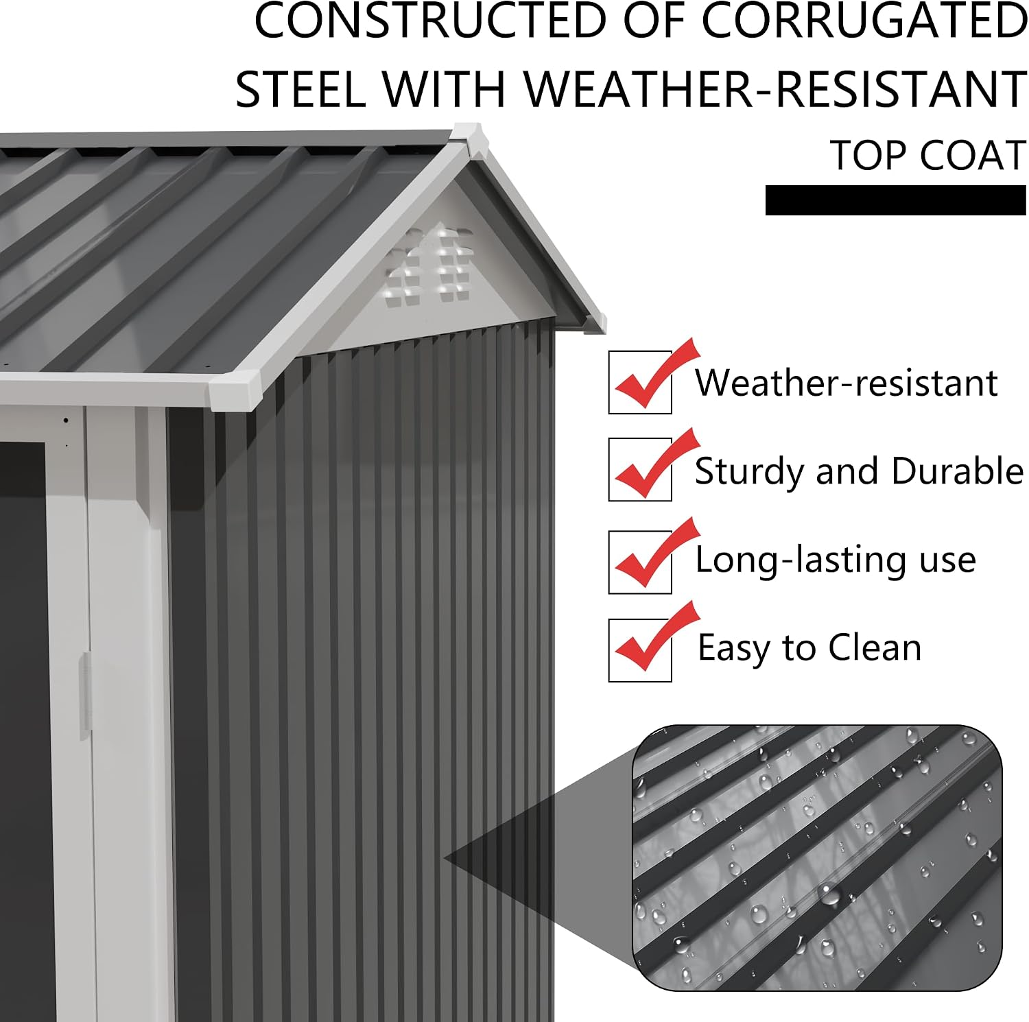 10x7FT Steel Outdoor Storage with 1 Window Galvanized Tool Shed Garden for Bike Waterproof Shed,Bike Metal Storage Shed for Backyard, Patio