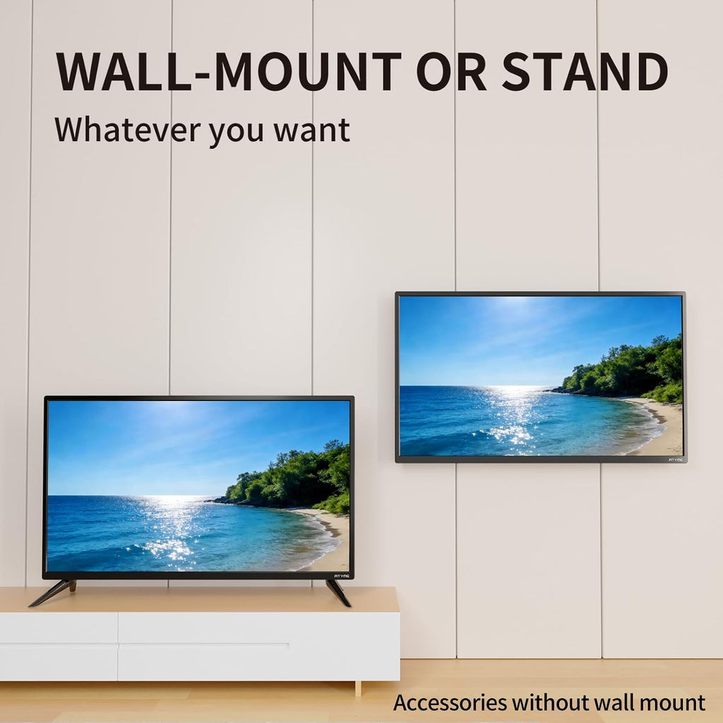 ATYME 24-inch Class 60Hz 720p HD LED TV Flat Screen Television, 24' Class, Small Flat Screen Television, LED HDTV with 1*USB 2* HDMI 1*VGA ARC Connection 240AH5HD