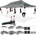 COBIZI 13x26 Heavy Duty Pop Up Canopy with 6 Sidewalls Party Tent Outdoor Wedding Large Event Tent with Roller Bag for Garden Lawn Waterproof UPF 50+ Easy Up, Gray (Framework Upgraded)