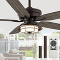 NORFOLK 52' Outdoor Ceiling Fans with Lights for Patios, Waterproof Ceiling Fan and Remote, Wet Rated and 3 Color LED Lighting, Farmhouse for Outside Gazebo Backyard Canopy, Grey Blades