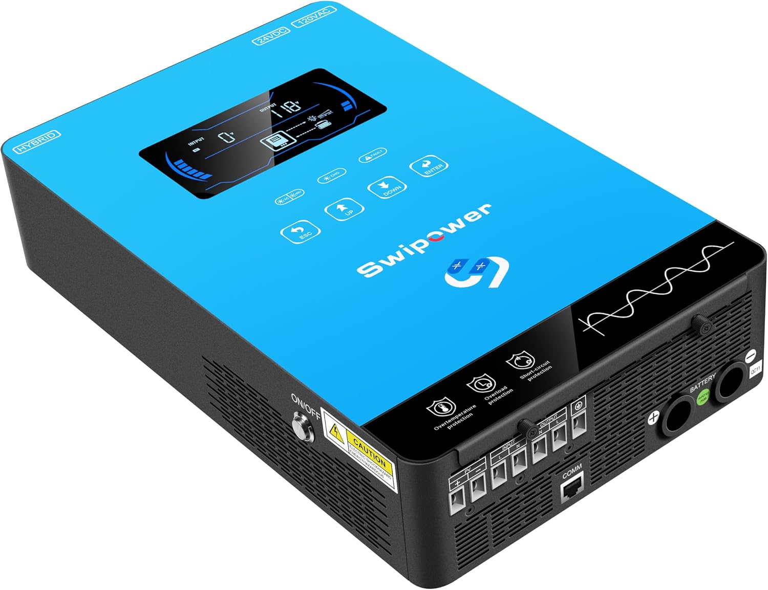 Xijia Hybrid Inverter 4000W Pure Sine Wave Power Inverter with 140A MPPT Solar Charger DC 24V to AC 110V60HZ Solar Converter，Battery-Less Operation, Compatible with Lithium & AGM Batteries