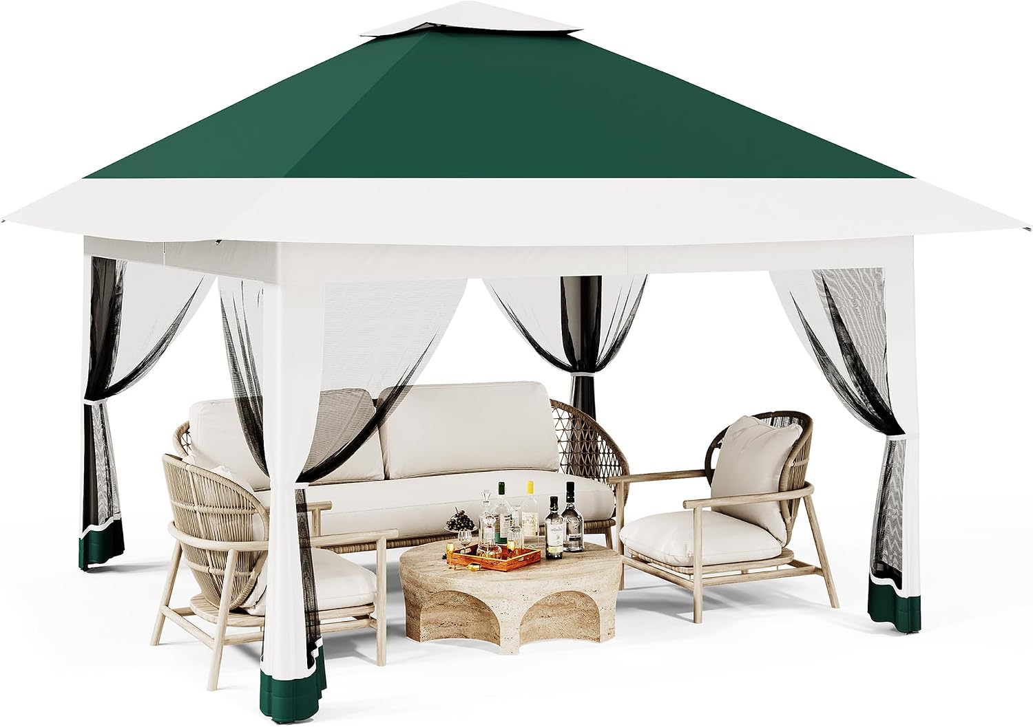 Pop Up Gazebo Tent, 12x12 Outdoor Canopy Patio Shelter with Mosquito Netting, Double Roof Easy Up Screened Canopy, Party Pavilion for Outside Garden, Backyard, Lawn