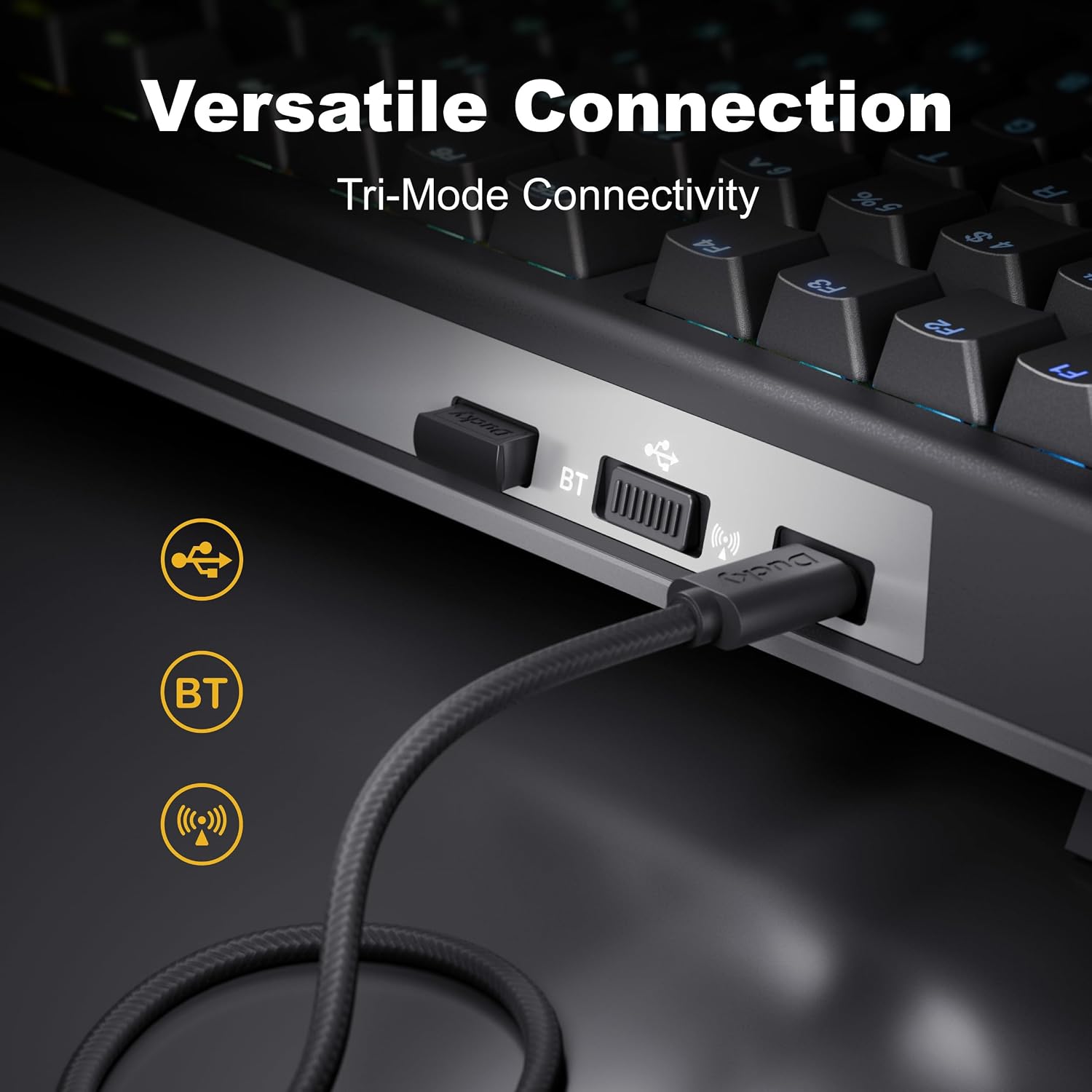 Ducky One X Mini Wireless 60% Inductive Keyboard: Tri-Mode, Rapid Trigger, Linear Inductive Switches, Gasket-Mount Quack Mechanics+ 7-Layer Dampening, High-Density PBT Doubleshot Keycaps, US, Black