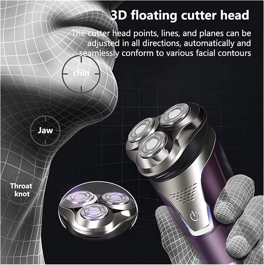 Electric Razor Shaver for Men,Wet&Dry Metal IPX7 Waterproof Removable Beard Hair Trimmer Mens Rotary Shavers Included Charging Adapter