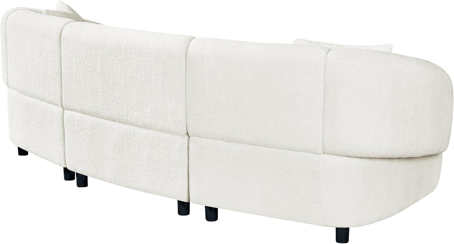 Merax 98.5' Modern 3 Seater Curved Sofa, Luxury Boucle Fabric Sofa, Minimalist Cozy Cloud Couch for Living Room, Bedroom, Apartment, Home Office, Beige