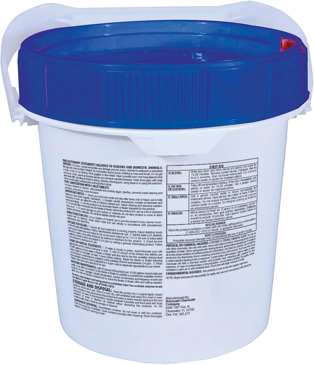 Robelle 25-Pounds Premium 5-in-1 Multi-Purpose Tabs, Chlorine Tablets 3 Inch, Sanitizer, Clarifier, Stain Inhibitor, Algae Control, Descaler, Sunlight Protector All in One, Made in USA