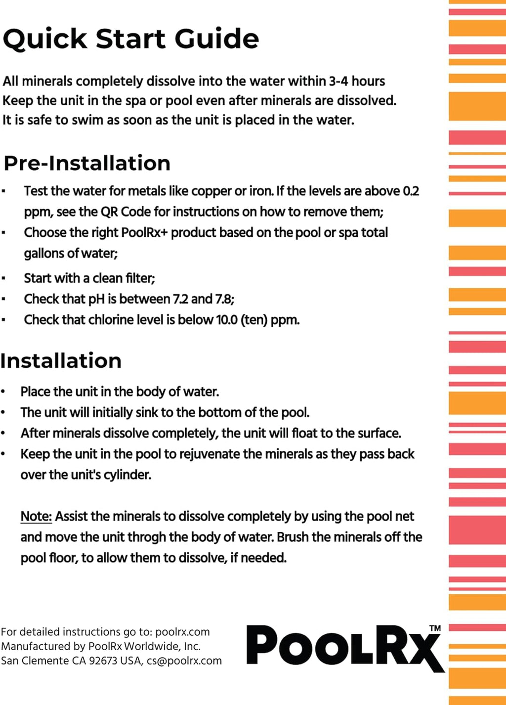 PoolRx+ Mineral Algaecide 4-Unit Pack, up to 6-Month Algae Control, for 5K-7.5K gallons, Orange & White, New Formula with Silver.
