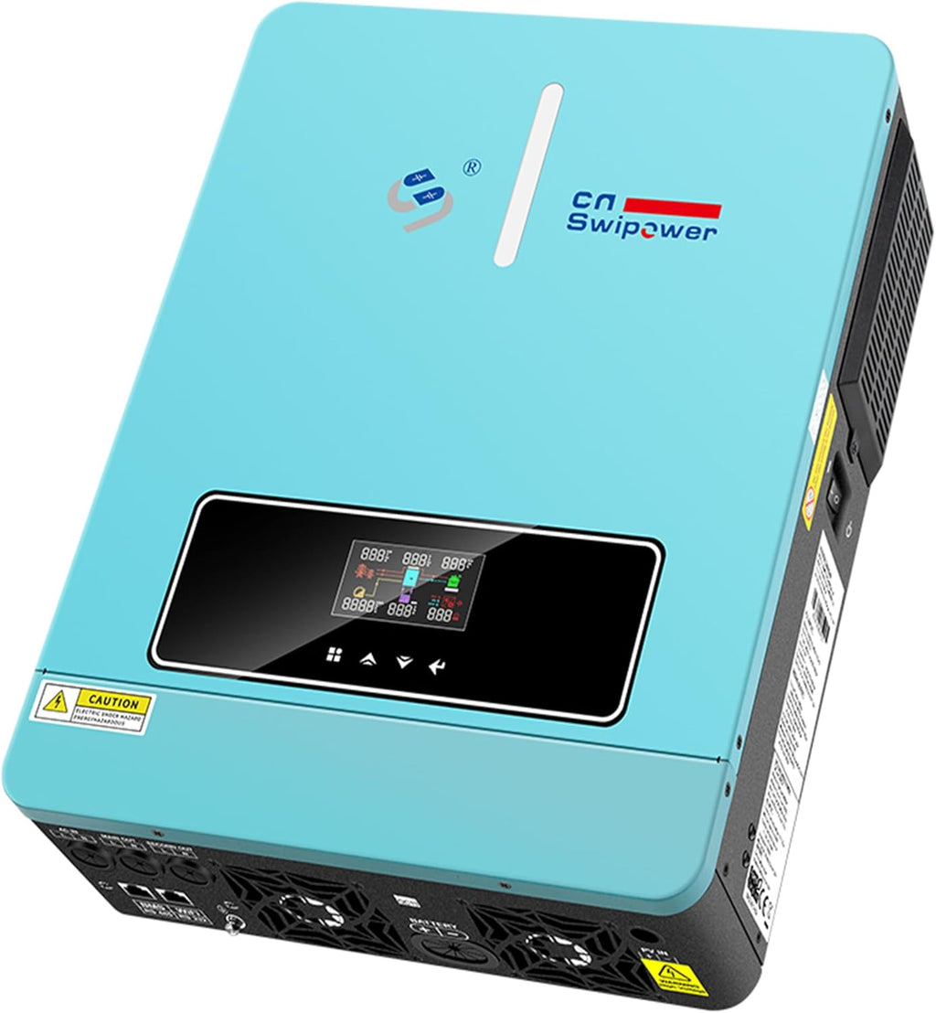 Xijia 3600W Hybrid Solar Inverter，24VDC to 120VAC Power Converter with 120A MPPT Solar Charging Controller，Battery-Less Operation Pure Sine Wave Inverter for Home, RVs and Off-Grid Cabin