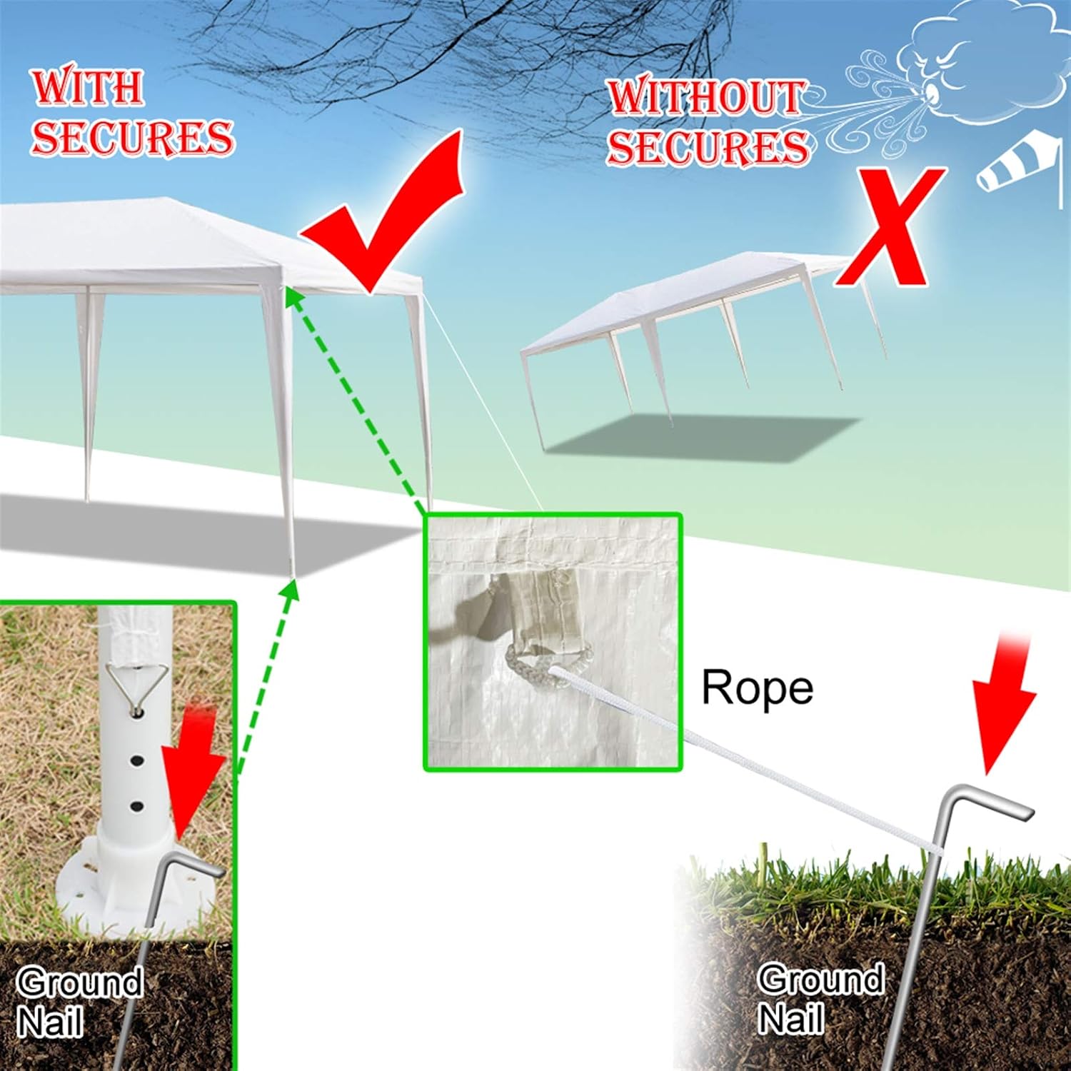 Outdoor Gazebo Canopy Wedding Party Tent Camping Shelter Commercial Instant Shelter Waterproof Tent with Removable Side Walls (Upgrade 10'x20' Six Sides Two Doors)
