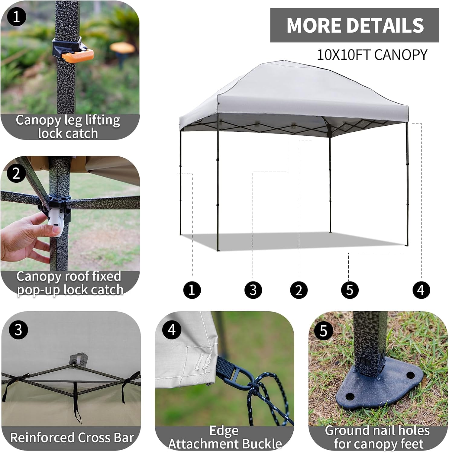 10x10 Pop Up Canopy Tent with 2 Sidewalls, Easy Up Canopy Outdoor Party Sun Shade Tent Portable Gazebo for Beach Camping Events with Carry Bag and 4 Sand Bags