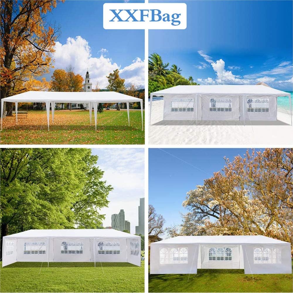 Outdoor Wedding Party Tent,10x30 FT White Gazebo Canopy Tent,Camping Shelter Heavy Duty Grill Gazebo Pavilion,Large Commercial BBQ Patio Tent