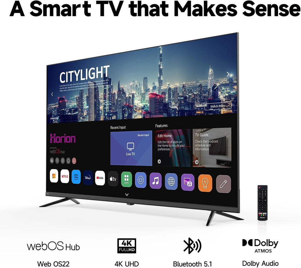HORION 55 inch Smart TV, 4K UHD LED TV with WebOS 22, Ultra Slim Television with Mega Contrast, HDR10, Dolby Audio - Streaming Live, Bluetooth, Hdmi, WiFi ((P6D Series)