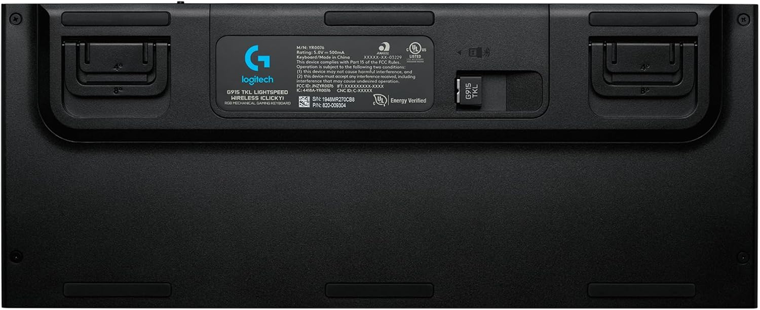 Logitech G915 TKL Tenkeyless Lightspeed RGB Mechanical Gaming Keyboard for Laptop and PC, Low Profile Switch, LIGHTSYNC RGB, Wireless, Bluetooth Function, Black